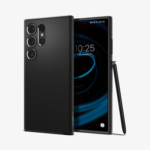 ACS07287 - Galaxy S24 Ultra Case Liquid Air in Matte Black showing the back